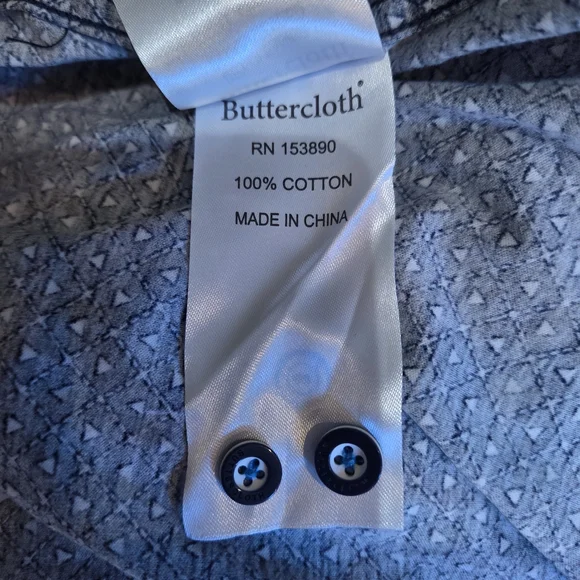 Buttercloth Men's Navy Patterned Casual Shirt  100% Cotton - Picture 4 of 5